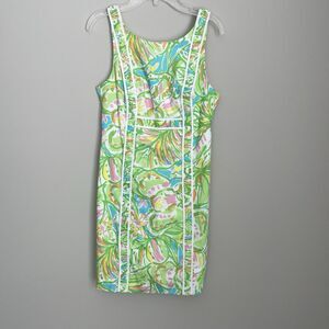 Lilly Pulitzer Size 00 Printed Fryer Shift Dress Sleeveless Elephant Ears Print